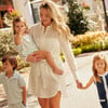 Women's Long Sleeve White Cotton Button-Down Dress - Dresses - 3