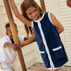 Girls Navy French Terry Sleeveless Button Down Dress - Dresses - 2