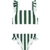Girls Charleston Green Cabana Stripe Ruffle Strap Bikini - Two Pieces - 1 - thumbnail