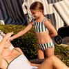 Girls Charleston Green Cabana Stripe Ruffle Strap Bikini - Two Pieces - 2