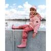 Two Piece Hooded Coat And Pant Mid-Season Set, Pink Little Flowers Print - Raincoats - 2