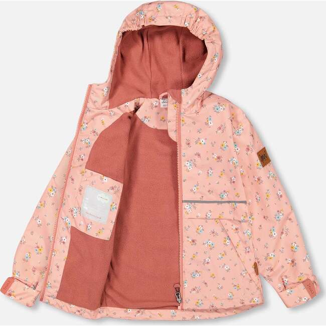 Two Piece Hooded Coat And Pant Mid-Season Set, Pink Little Flowers Print - Raincoats - 3