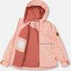 Two Piece Hooded Coat And Pant Mid-Season Set, Pink Little Flowers Print - Raincoats - 3