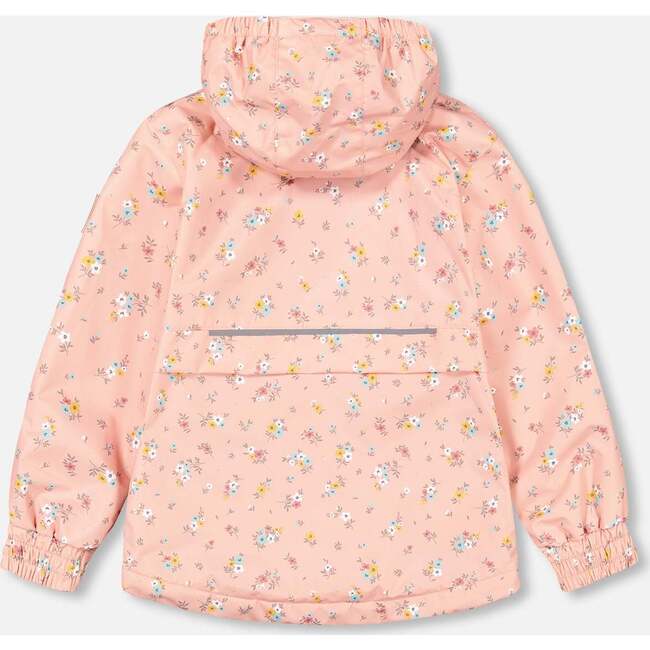 Two Piece Hooded Coat And Pant Mid-Season Set, Pink Little Flowers Print - Raincoats - 4