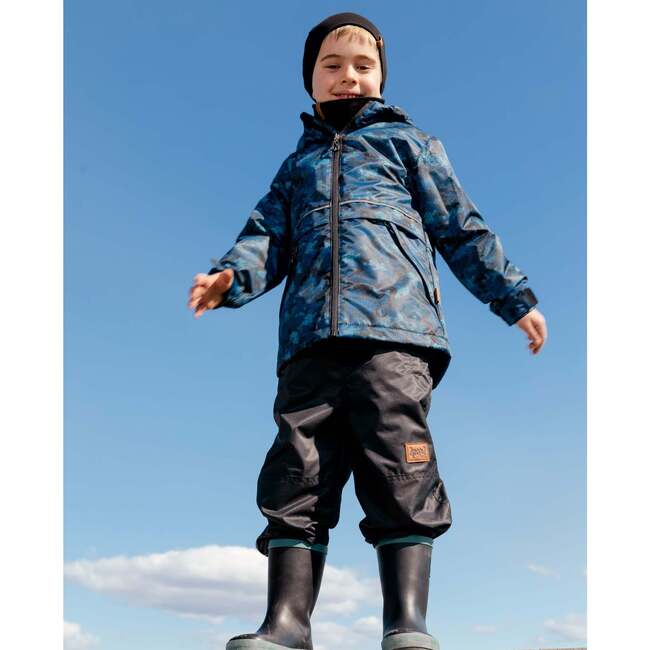 Two Piece Hooded Coat And Pant Mid-Season Set, Blue Printed Bike And Black - Mixed Apparel Set - 2