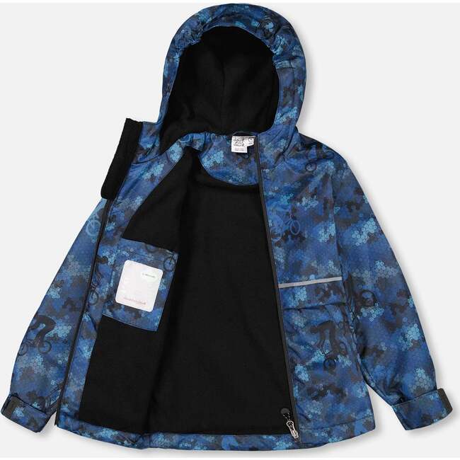 Two Piece Hooded Coat And Pant Mid-Season Set, Blue Printed Bike And Black - Mixed Apparel Set - 3