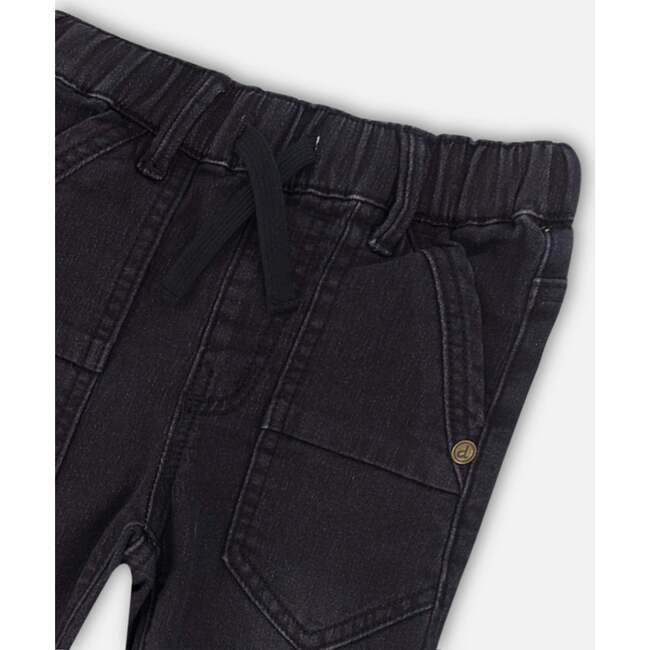 Stretch Denim Jogger Pants, Black Denim - Pants - 4