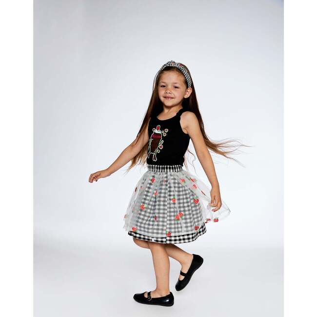 Skirt With Embroidered Mesh, Little Vichy Black And White - Skirts - 3