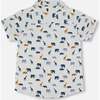 Short Sleeve Poplin Shirt, White Printed Jungle Friends - Shirts - 4