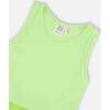 Shiny Ribbed Dress With Mesh Flocking, Lime - Dresses - 4