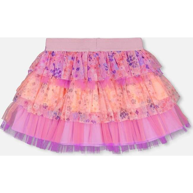 Ruffle Tulle Mesh Skirt, Lavender Printed Fields Flowers - Skirts - 3