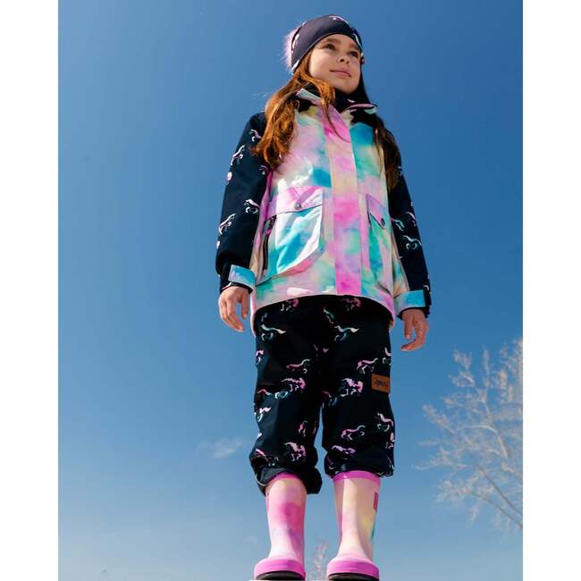 Printed 3 In 1 Mid-Season Set, Black Printed Multicolor Unicorns - Mixed Apparel Set - 2