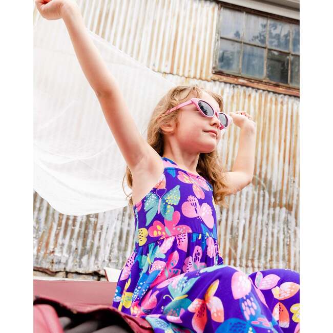 Sleeveless Dress, Printed Colorful Butterflies - Dresses - 2