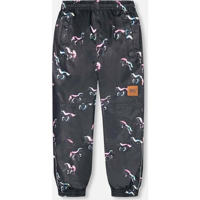 Printed 3 In 1 Mid-Season Set, Black Printed Multicolor Unicorns - Mixed Apparel Set - 6