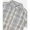 Plaid Short Sleeve Shirt, Blue Green Plaid - Shirts - 5