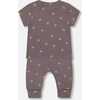Organic Cotton Top And Evolutive Pant Set, Dark Grey With Printed Pixel Dog - Mixed Apparel Set - 2