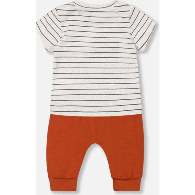 Organic Cotton Top And Evolutive Pant Set, Heather Beige And Cinnamon - Mixed Apparel Set - 3