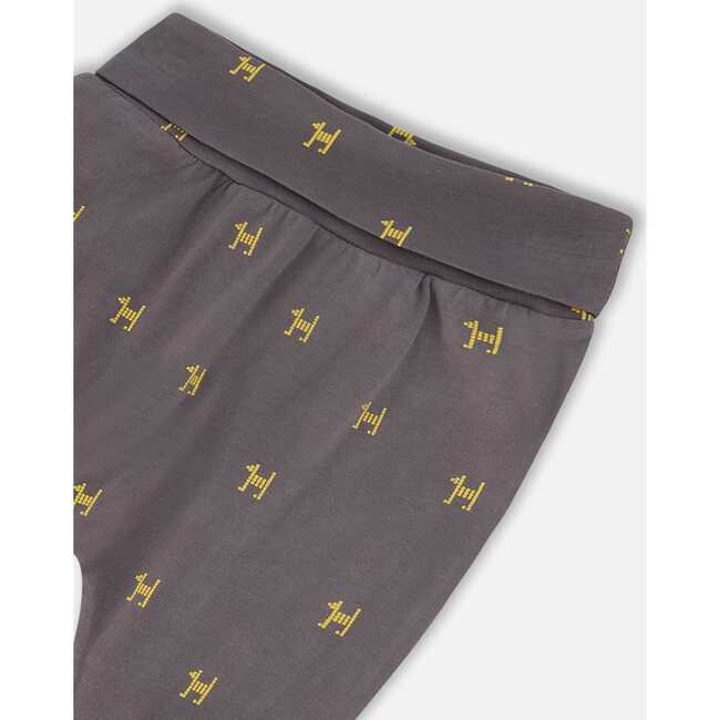 Organic Cotton Top And Evolutive Pant Set, Dark Grey With Printed Pixel Dog - Mixed Apparel Set - 4