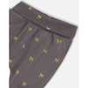 Organic Cotton Top And Evolutive Pant Set, Dark Grey With Printed Pixel Dog - Mixed Apparel Set - 4