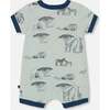 Organic Cotton Romper, Sage With Printed Jungle - Rompers - 2