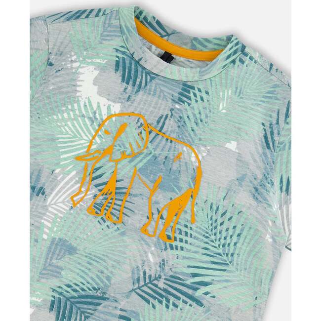Organic Cotton T-Shirt, Green Jungle Leaves Print - T-Shirts - 4