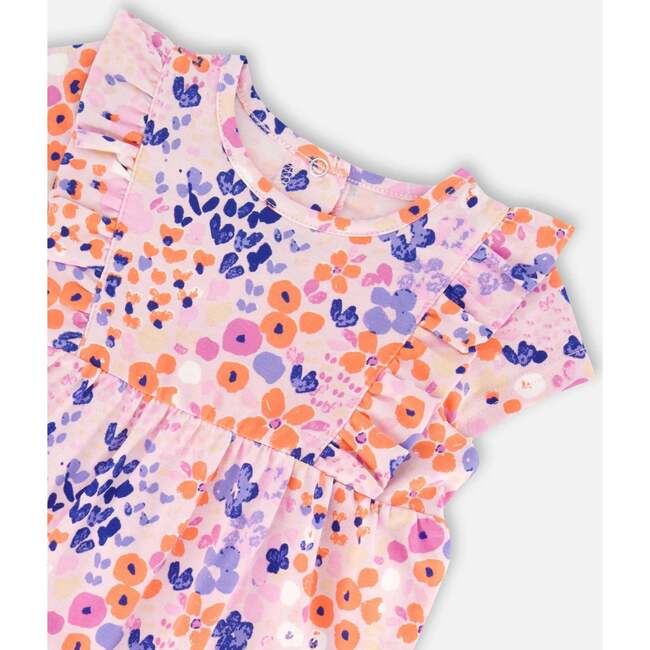 Organic Cotton Romper, Lavender Printed Fields Flowers - Rompers - 3