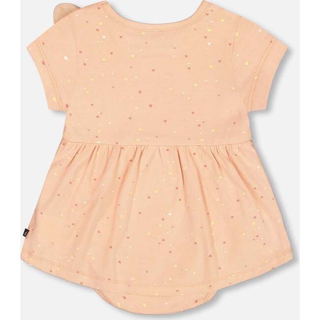 Organic Cotton Printed Romper, Peach Rose With Printed Heart - Rompers - 3
