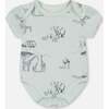 Organic Cotton Onesie And Waffle Shortall Set, Blue Gray - Mixed Apparel Set - 3