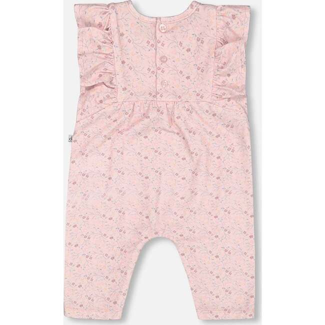 Organic Cotton Jumpsuit, Printed Pink Small Flower - Rompers - 3