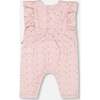 Organic Cotton Jumpsuit, Printed Pink Small Flower - Rompers - 3