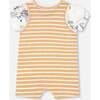 Organic Cotton Onesie And Shortall Set, Sand Stripe - Mixed Apparel Set - 3