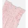 Organic Cotton Jumpsuit, Printed Pink Small Flower - Rompers - 4