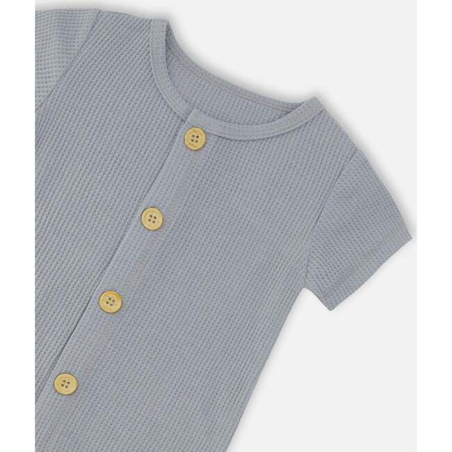 Organic Cotton Jumpsuit, Blue Gray - Rompers - 4