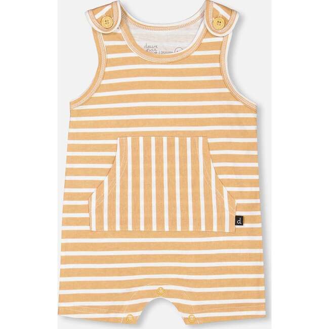 Organic Cotton Onesie And Shortall Set, Sand Stripe - Mixed Apparel Set - 5