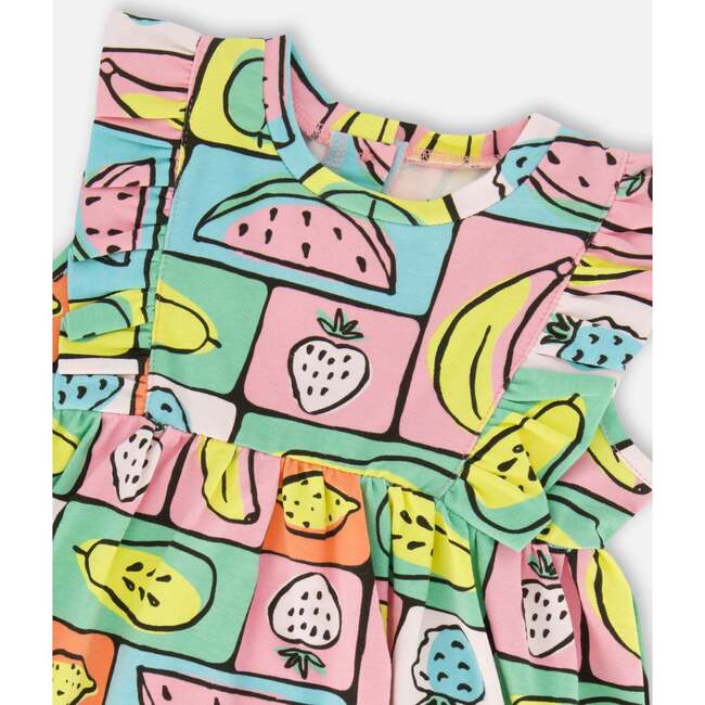 Organic Cotton Jersey Tunic And Capri Set, Printed Fruits Square - Mixed Apparel Set - 4