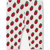 Organic Cotton Short Leggings, White Printed Pop Strawberry - Leggings - 3
