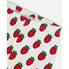 Organic Cotton Short Leggings, White Printed Pop Strawberry - Leggings - 4