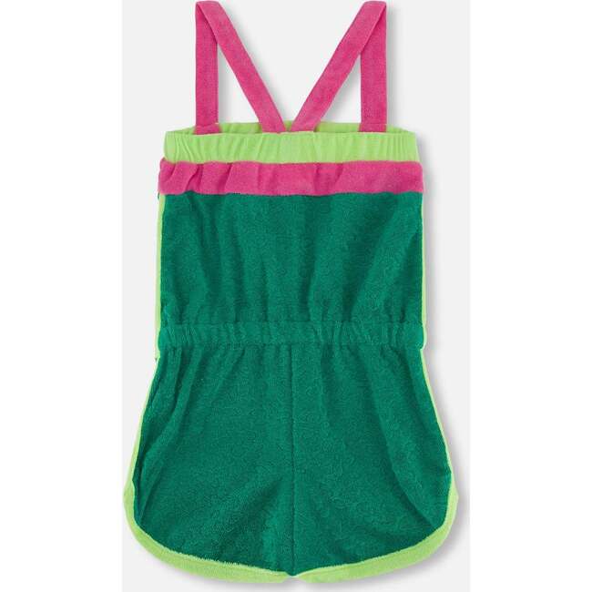 Jacquard Terry Cloth Romper, Kelly Green - Rompers - 3
