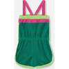 Jacquard Terry Cloth Romper, Kelly Green - Rompers - 3