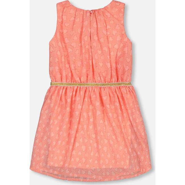 Heart Jacquard Chiffon Dress, Coral - Dresses - 3
