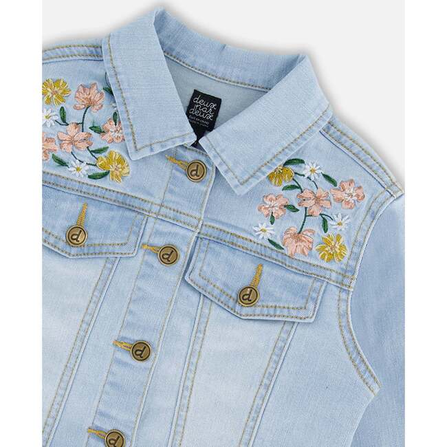 Jean Jacket With Embroidery, Light Blue Denim - Denim Jackets - 5
