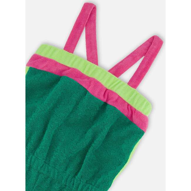 Jacquard Terry Cloth Romper, Kelly Green - Rompers - 4