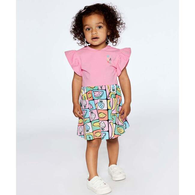 Organic Cotton Jersey Bi-Dress, Printed Fruits Square - Dresses - 2