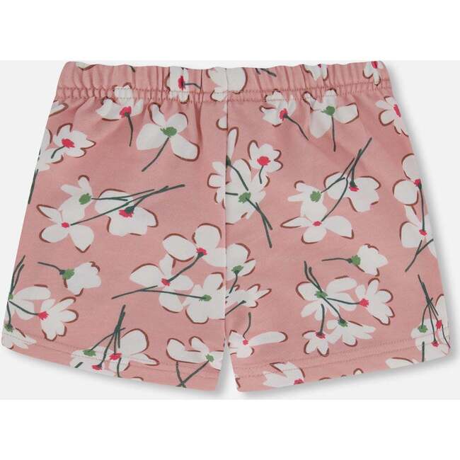 French Terry Short, Pink Jasmine Flower Print - Shorts - 3