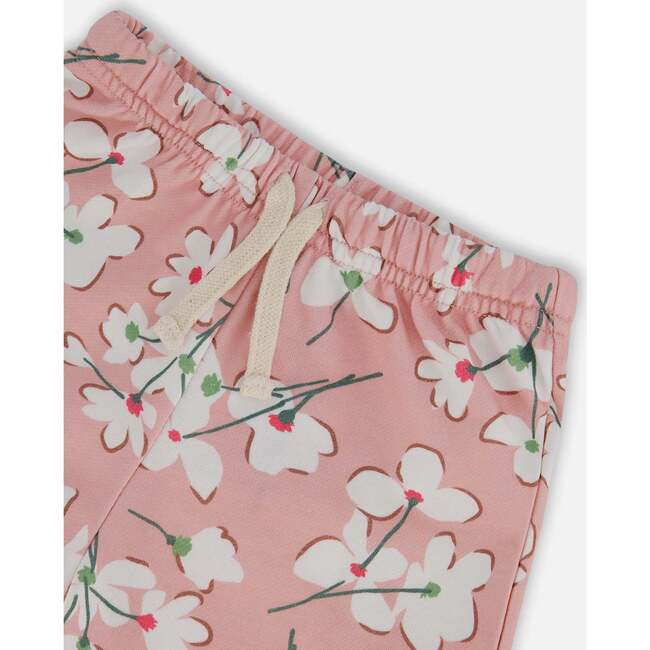 French Terry Short, Pink Jasmine Flower Print - Shorts - 4