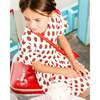 Organic Cotton Dress With Flounce Sleeves, White Printed Pop Strawberry - Dresses - 2