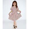 Organic Cotton Dress With Flounce Sleeves, White Printed Pop Strawberry - Dresses - 3