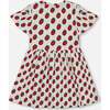 Organic Cotton Dress With Flounce Sleeves, White Printed Pop Strawberry - Dresses - 4