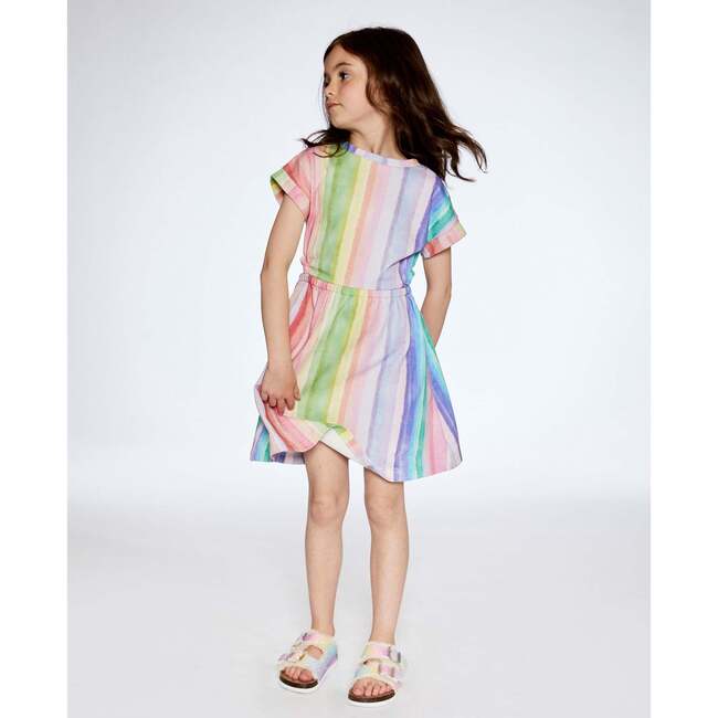 French Terry Dress, Rainbow Stripe - Dresses - 2