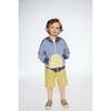 French Terry Hooded Cardigan, Blue And Lime - Sweatshirts - 2